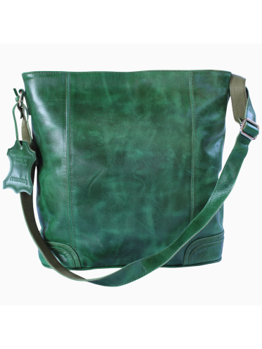  Women's Bucket Style Buffalo Leather Green Shoulder Crossbody Laptop Office Bag